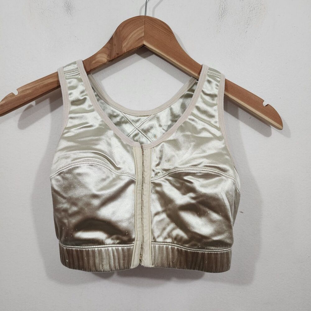 ENELL Full Coverage High Impact Sports Bra Beige Back Support Sz 0 Bust 34"-37"